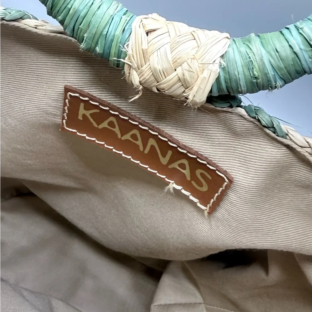 👜 KAANAS Woven Straw Handbag – Sage Green & Natural – Summer Resort Bag - Picture 6 of 6